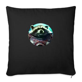 space raccoon - Sofakissenbezug 45 x 45 cm - Schwarz - Vorne