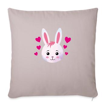 Hase Herzen süss - Sofakissenbezug 45 x 45 cm - helles Taupe - Vorne