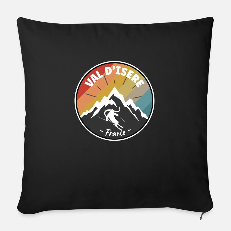 Ski en France Val d’Isère - Housse de coussin décorative 45 x 45 cm - noir