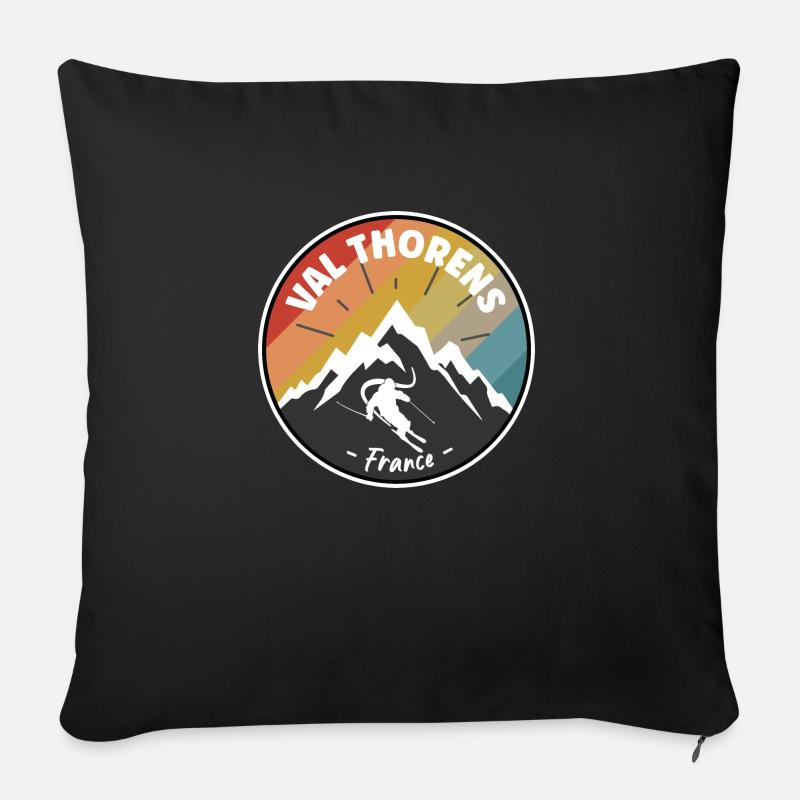Ski en France Val Thorens - Housse de coussin décorative 45 x 45 cm - noir