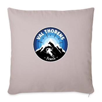 Ski à Val Thorens France Bleu - Housse de coussin décorative 45 x 45 cm - taupe clair - Devant