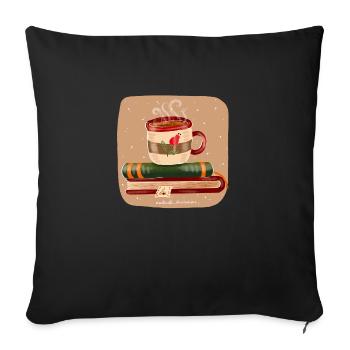 Reading and tea - Sofa pillowcase 17,3'' x 17,3'' (45 x 45 cm) - black - Front
