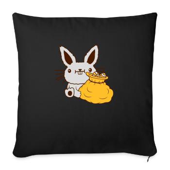 Lapin de Pâques grand sac d’oeufs - Housse de coussin décorative 45 x 45 cm - noir - Devant