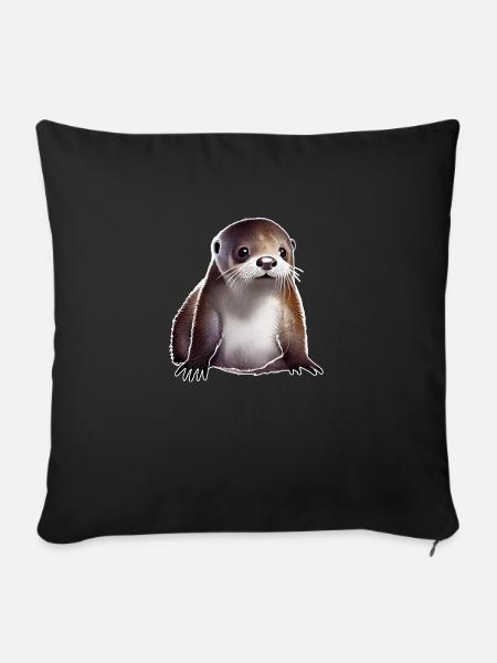 Baby Otter 2 - Sofakissenbezug 45 x 45 cm - Schwarz