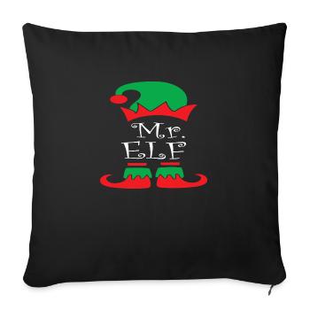 Mr Elf Christmas - Sofa pillowcase 17,3'' x 17,3'' (45 x 45 cm) - black - Front