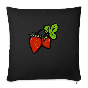 Strawberries Fruits Funny gift idea Fruit growing - Sofa pillowcase 17,3'' x 17,3'' (45 x 45 cm) - black - Front