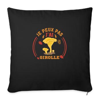 Je Peux Pas J'ai girolle Drôles Champignon girolle - Housse de coussin décorative 45 x 45 cm - noir - Devant