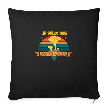 Je Peux Pas J'ai girolle Drôles Champignon girolle - Housse de coussin décorative 45 x 45 cm - noir - Devant