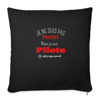 Pas parfait mais pilote - Housse de coussin décorative 45 x 45 cm - noir - Devant