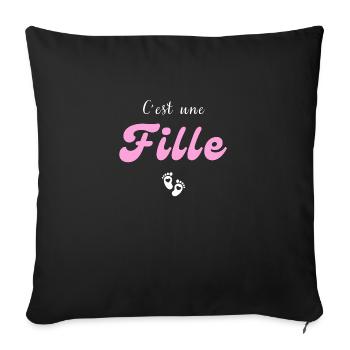 C'est une fille - annonce grossesse - Housse de coussin décorative 45 x 45 cm - noir - Devant