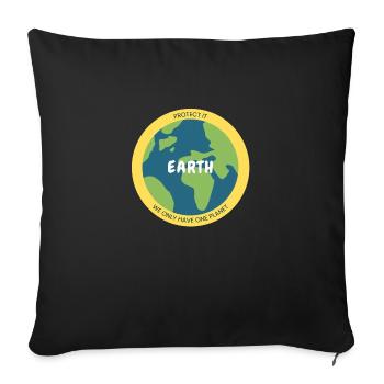 Fun and playful ecology - Sofa pillowcase 17,3'' x 17,3'' (45 x 45 cm) - black - Front