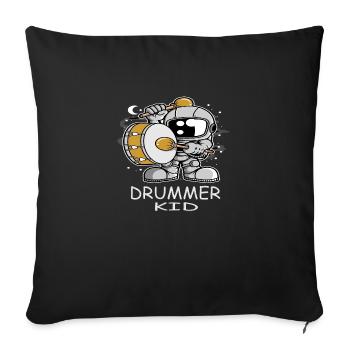 Drummer Kid,Funny Astronaut Drummer Boy - Sofa pillowcase 17,3'' x 17,3'' (45 x 45 cm) - black - Front