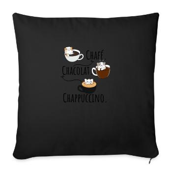 teeshirt humour chat Cadeau marrant - Housse de coussin décorative 45 x 45 cm - noir - Devant