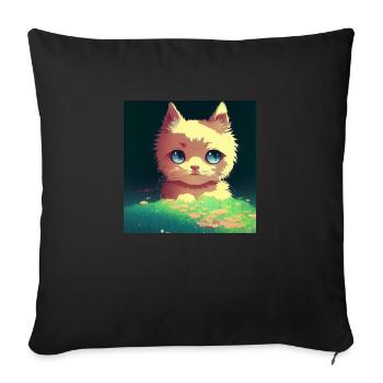 Cute Cat Anime - Sofa pillowcase 17,3'' x 17,3'' (45 x 45 cm) - black - Front