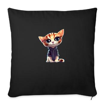 Super cute cat - Sofa pillowcase 17,3'' x 17,3'' (45 x 45 cm) - black - Front