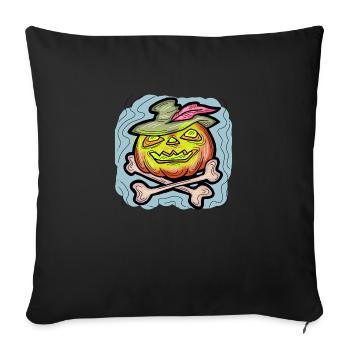Effrayant Halloween citrouille monstre tête de visage. - Housse de coussin décorative 45 x 45 cm - noir - Devant