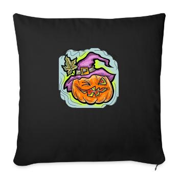 Effrayant Halloween citrouille monstre tête de visage. - Housse de coussin décorative 45 x 45 cm - noir - Devant