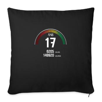 Anniversaire 17 ans Compteur - Housse de coussin décorative 45 x 45 cm - noir - Devant