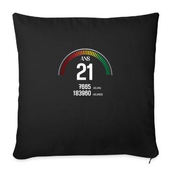 Anniversaire 21 ans Compteur - Housse de coussin décorative 45 x 45 cm - noir - Devant