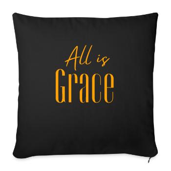 Tout est grâce (Jaune soleil) - Rom/3:23 - Housse de coussin décorative 45 x 45 cm - noir - Devant