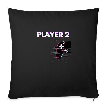 Player 2 Glitch Humor Gift Gamer Couple Love - Sofa pillowcase 17,3'' x 17,3'' (45 x 45 cm) - black - Front