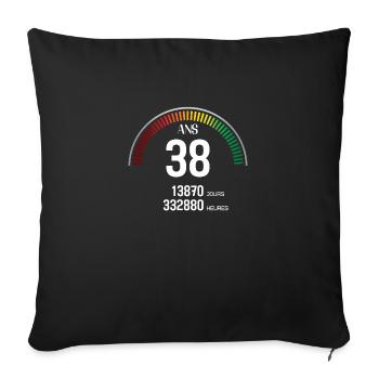 Anniversaire 38 ans Compteur - Housse de coussin décorative 45 x 45 cm - noir - Devant