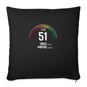 Anniversaire 51 ans Compteur - Housse de coussin décorative 45 x 45 cm - noir - Devant