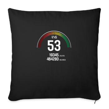 Anniversaire 53 ans Compteur - Housse de coussin décorative 45 x 45 cm - noir - Devant