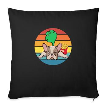 Funny Bulldog. Funny bulldog. Bulldog farts. - Sofa pillowcase 17,3'' x 17,3'' (45 x 45 cm) - black - Front