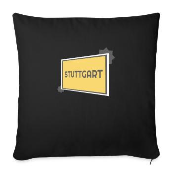 Stuttgart Ortsschild - modern grey - Sofakissenbezug 45 x 45 cm - Schwarz - Vorne