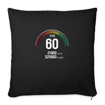 Anniversaire 60 ans Compteur - Housse de coussin décorative 45 x 45 cm - noir - Devant