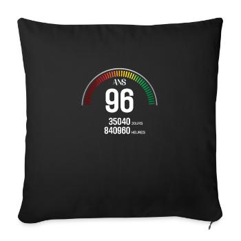 Anniversaire 96 ans Compteur - Housse de coussin décorative 45 x 45 cm - noir - Devant