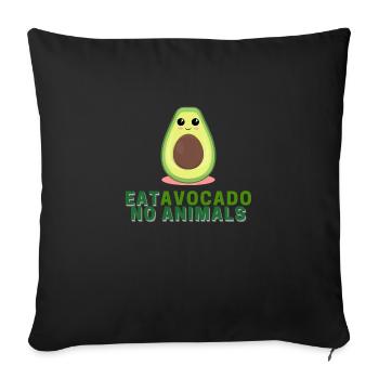 Mangez de l’avocat sans animaux - Housse de coussin décorative 45 x 45 cm - noir - Devant