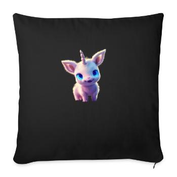 Baby Pig Horn Unicorn Pig - Sofa pillowcase 17,3'' x 17,3'' (45 x 45 cm) - black - Front
