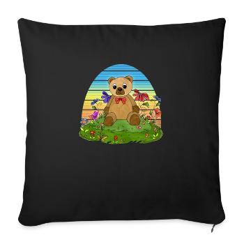 teddy bear - Sofa pillowcase 17,3'' x 17,3'' (45 x 45 cm) - black - Front