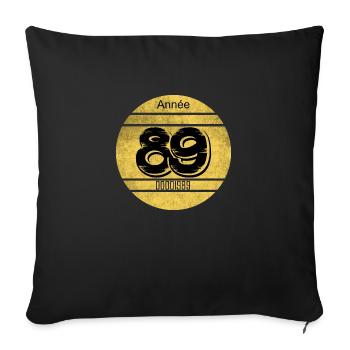 Vignette auto vintage 1989 - Housse de coussin décorative 45 x 45 cm - noir - Devant