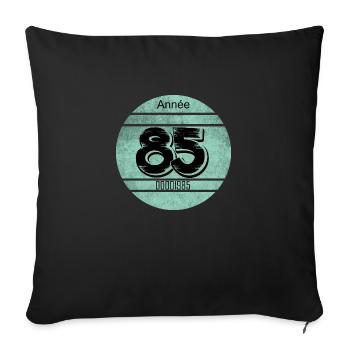 Vignette auto vintage 1985 - Housse de coussin décorative 45 x 45 cm - noir - Devant