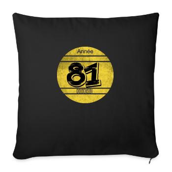 Vignette auto vintage 1981 - Housse de coussin décorative 45 x 45 cm - noir - Devant