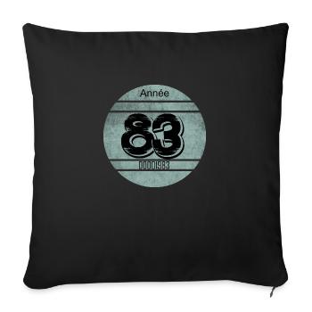 Vignette auto vintage 1983 - Housse de coussin décorative 45 x 45 cm - noir - Devant