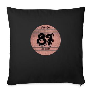 Vignette auto vintage 1987 - Housse de coussin décorative 45 x 45 cm - noir - Devant