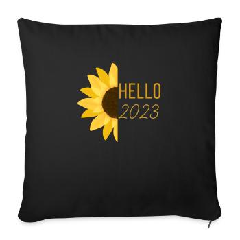 Sunflower Hello 2023 Bienvenue 2023 Cadeau du Nouvel An - Housse de coussin décorative 45 x 45 cm - noir - Devant
