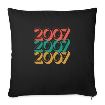 Anniversaire année 2007 / Vintage 2007 - Housse de coussin décorative 45 x 45 cm - noir - Devant