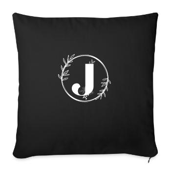 Letter J Floral - Sofa pillowcase 17,3'' x 17,3'' (45 x 45 cm) - black - Front