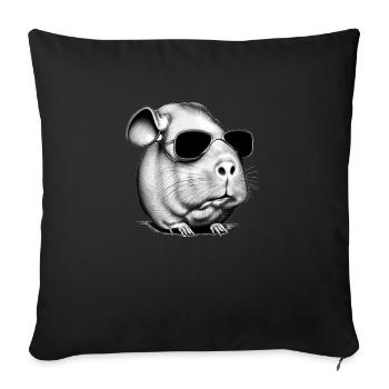 Cochon d’Inde cool lunettes de soleil design amusant 14 - Housse de coussin décorative 45 x 45 cm - noir - Devant