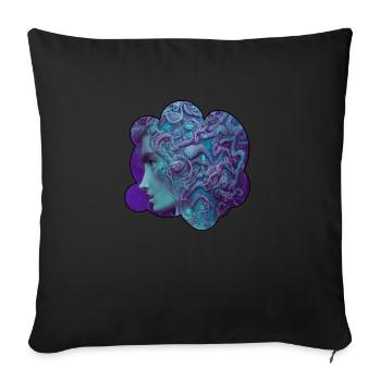 Divinité bleu profond - Housse de coussin décorative 45 x 45 cm - noir - Devant