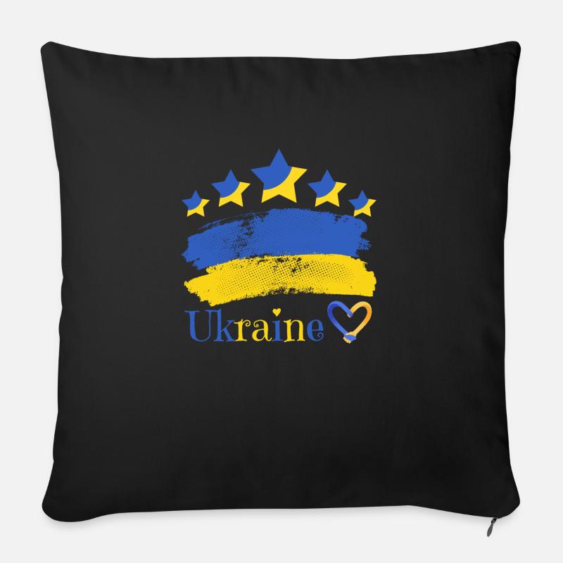 Ukraine - Sofakissenbezug 45 x 45 cm - Schwarz