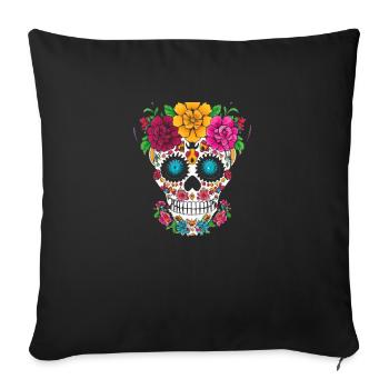 Sugar Skull Souls Day Of Dead Halloween T-Shirt - Sofa pillowcase 17,3'' x 17,3'' (45 x 45 cm) - black - Front