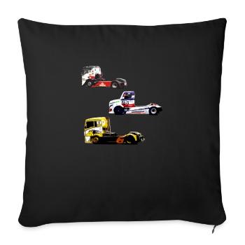 pack autocollants camions de course - Housse de coussin décorative 45 x 45 cm - noir - Devant