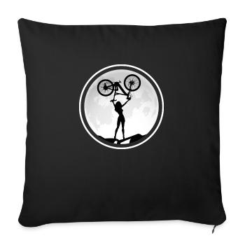 Mountain biker MTB downhill-tour MTB-Girl - Sofa pillowcase 17,3'' x 17,3'' (45 x 45 cm) - black - Front