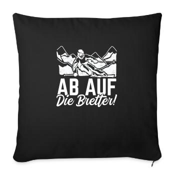 Skifahren Skipiste Ab auf die Bretter - Sofakissenbezug 45 x 45 cm - Schwarz - Vorne